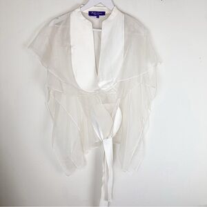 Ralph Lauren Purple Label Organza and Leather Blouse